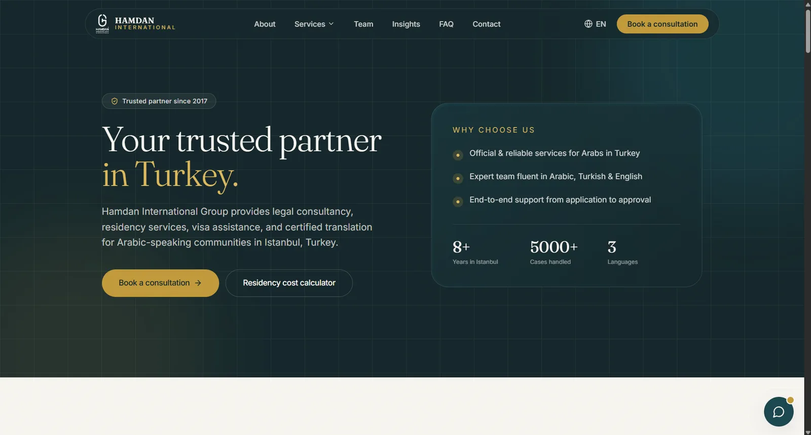 Hamdan — International Law Firm, a project by Auroa AI